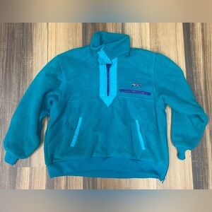Vtg Eddie Bauer Synchilla 1/4 Zip Fleece Sweater Pullover 90s Size Women XL Teal